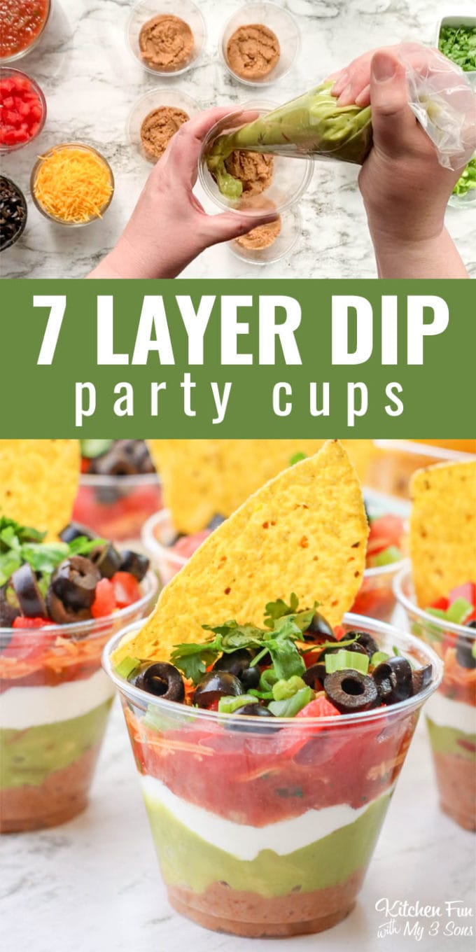 7 Layer Dip Cups are the best appetizer to serve at your next party. This recipe is perfect for Mexican dinner night and goes perfect with tacos and burritos.