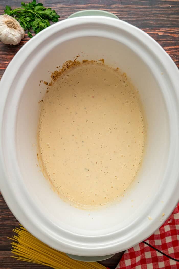Creamy sauce in a crockpot