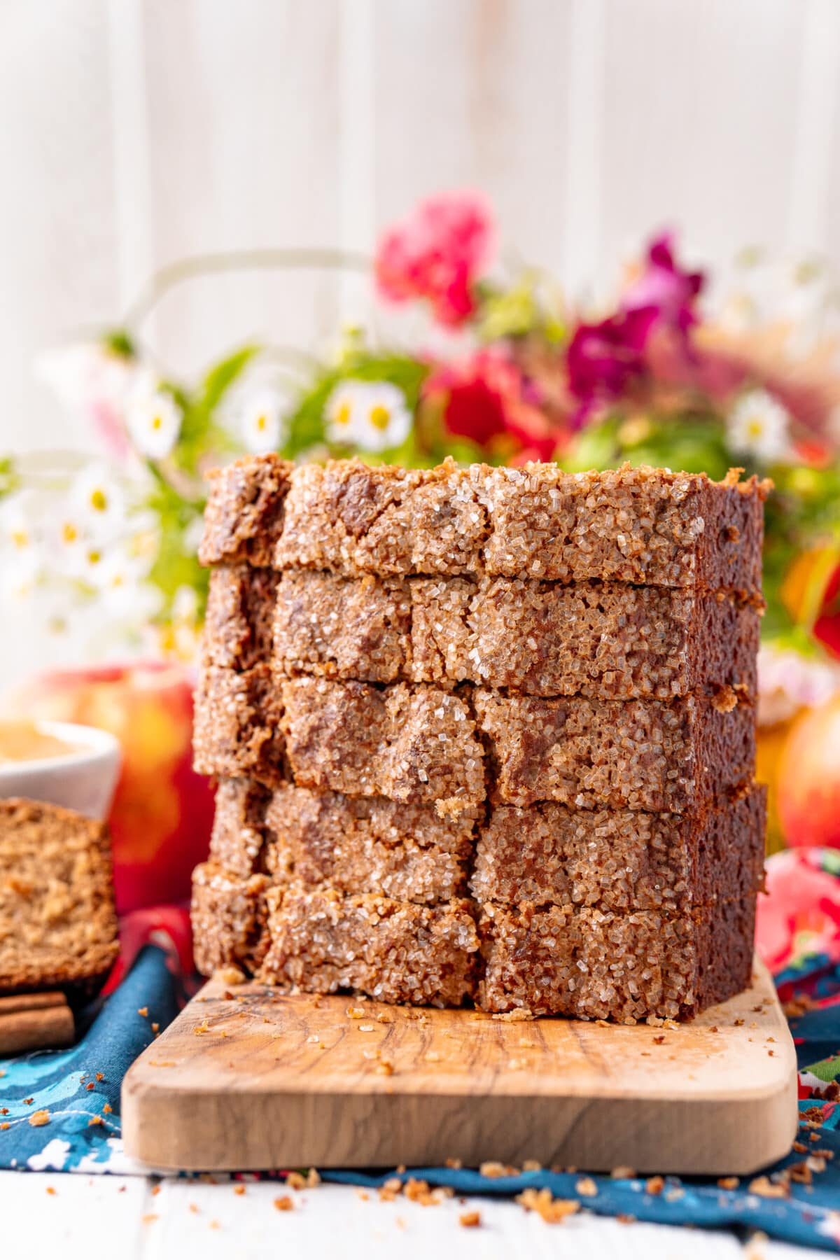 slice of applesauce bread in a stack