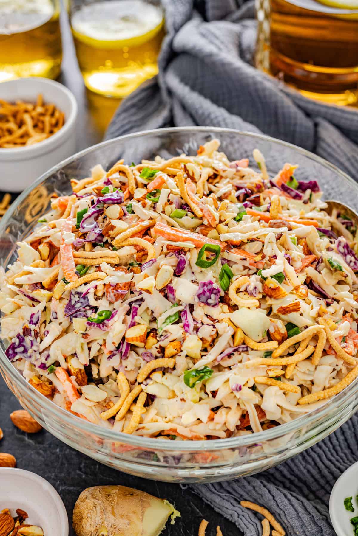 A bowl of Asian coleslaw