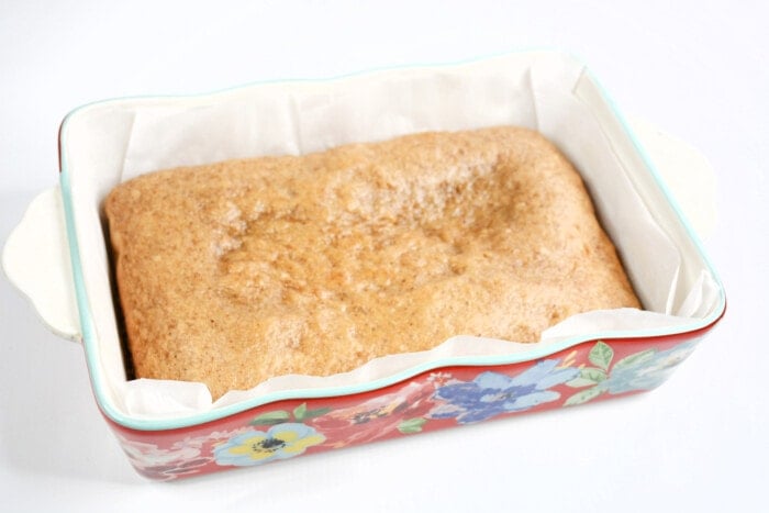 Baked Banana Brownies in a cake pan