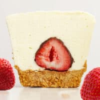 Cheesecake Stuffed with Chocolate Covered Strawberries feature