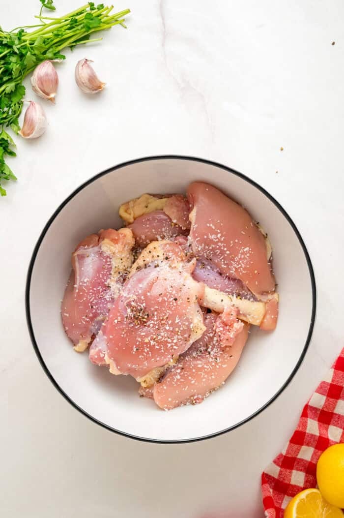 Chicken thighs in a bowl