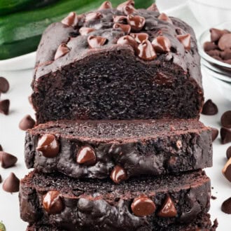 chocolate zucchini bread cut into slices