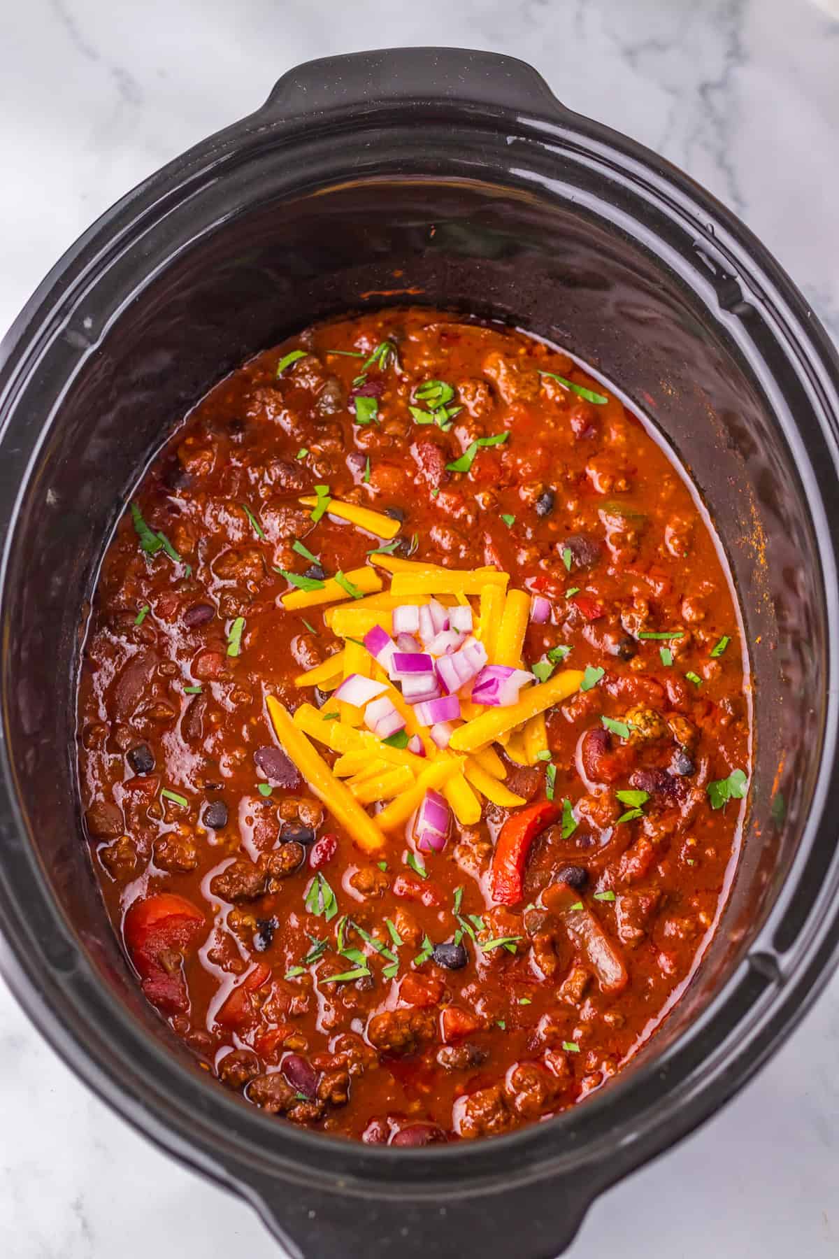Dr. Pepper Chili cooked in slow cooker