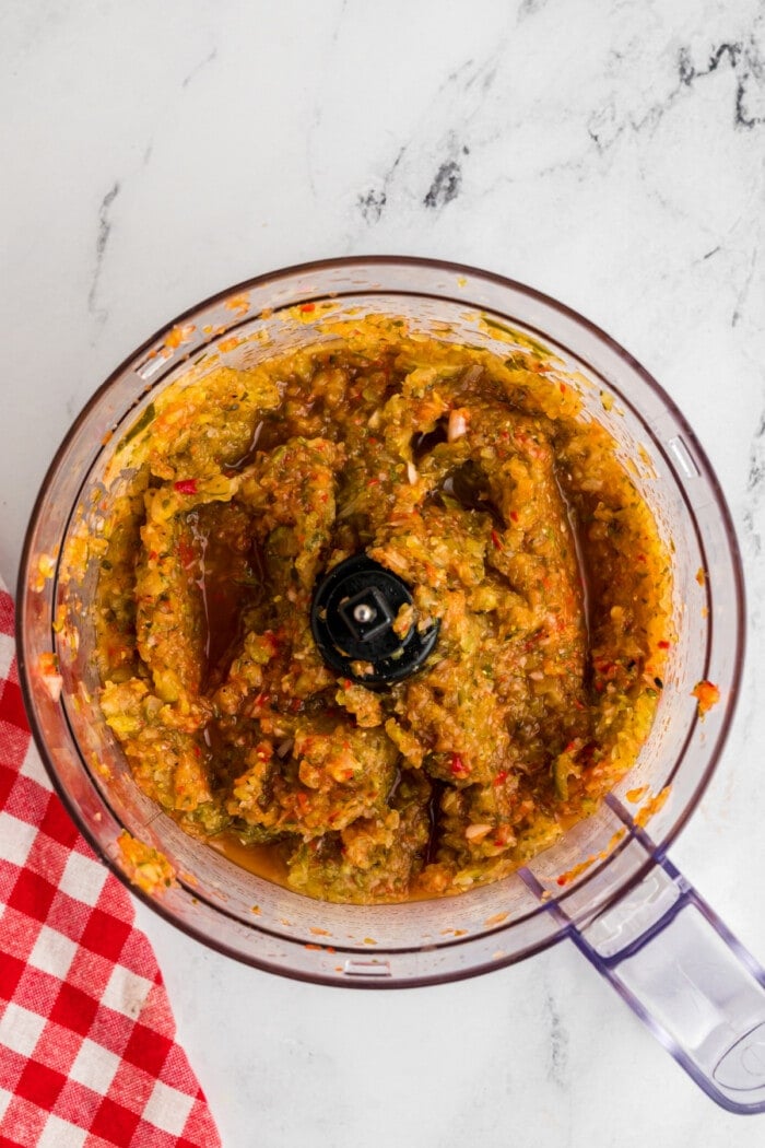 hot dog relish mixed in food processor