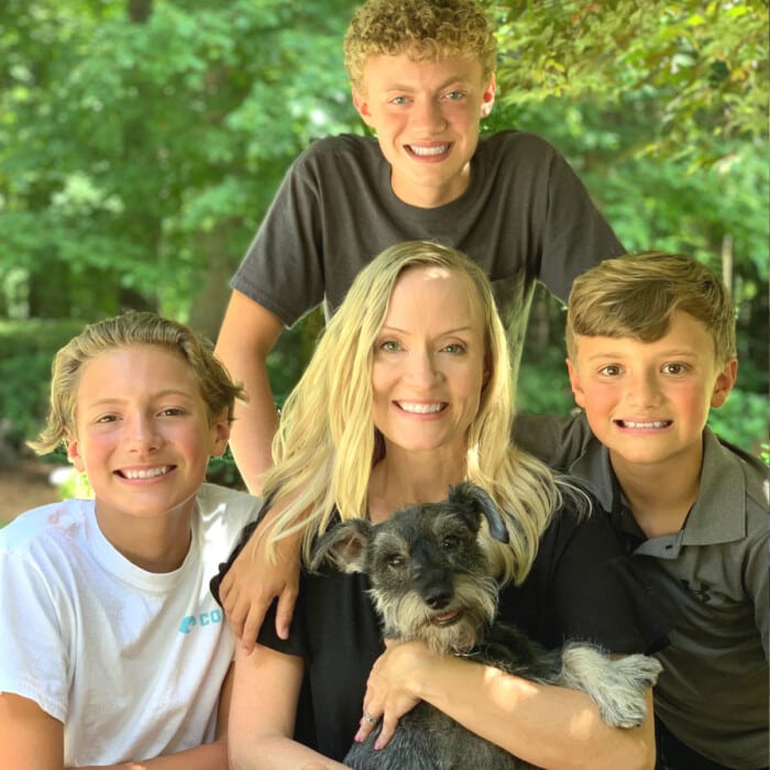 Kitchen Fun With My 3 Sons Jill Mills and Sons with dog