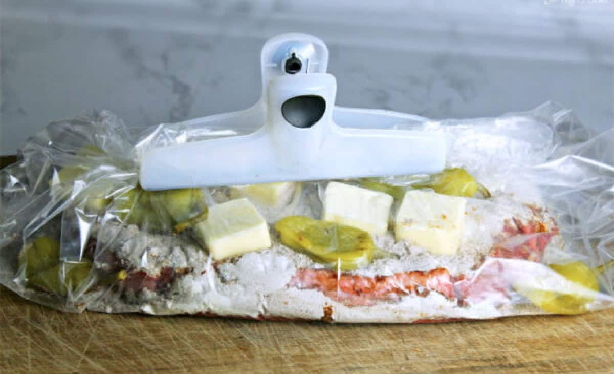 Mississippi Pot Roast in a freezer bag