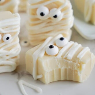 Mummy Fudge with a bite taken out.
