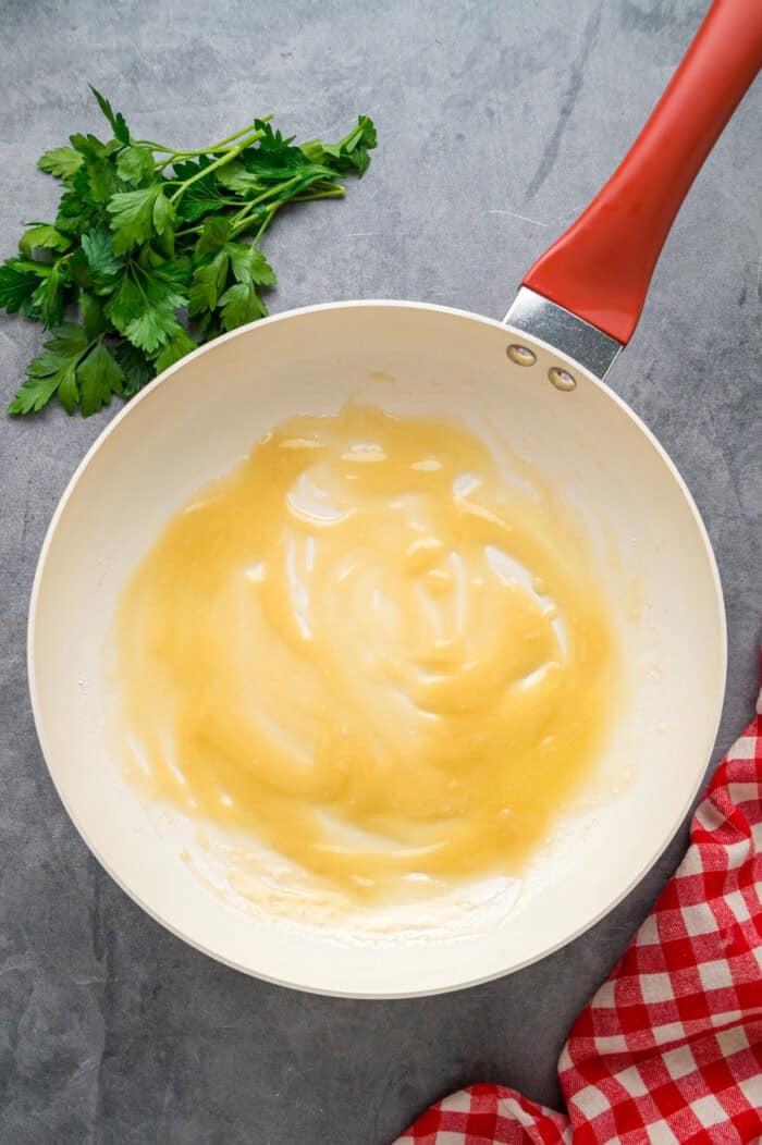 Melted butter and flour in a pan