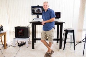 Jeff Barnes in front of his new stand-up desk.